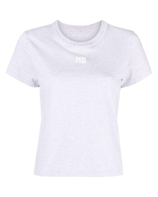 Alexander Wang White Essential Jsy Shrunk T-Shirt W/Puff Logo & Bound Neck