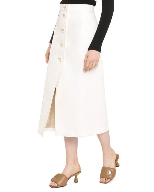 Gucci White Cotton Midi Skirt