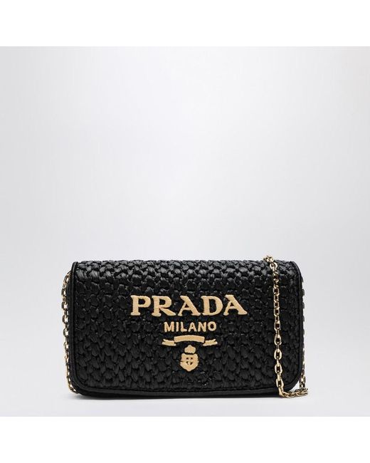 Prada Black Crochet Shoulder Bag With Logo