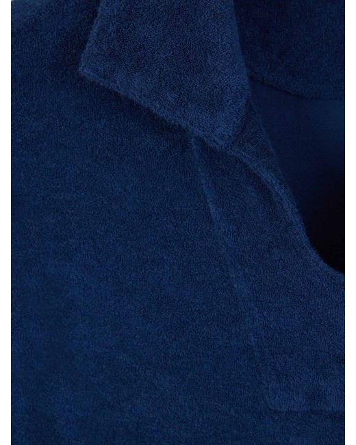 Gran Sasso Blue Cotton Polo Towel for men