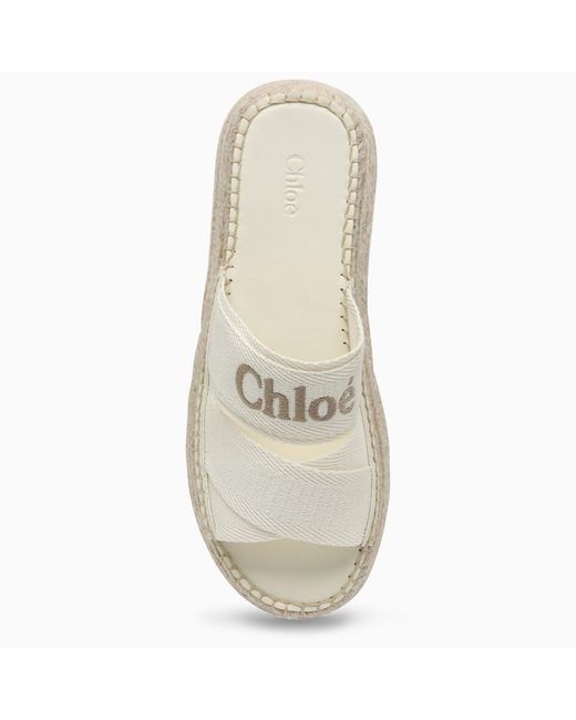 Chloé Natural Ivory Mila Flat Sandal With Logo