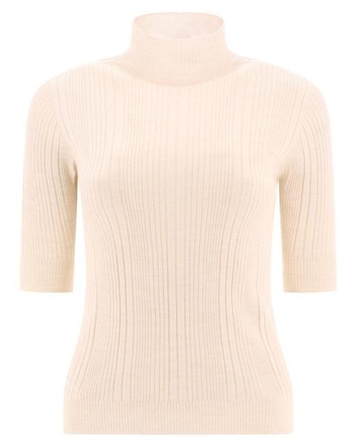 Peserico Natural Ribbed Turtleneck Sweater