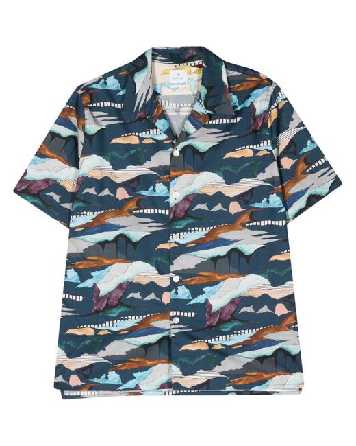 PS by Paul Smith Blue Printed Casual Shirt for men
