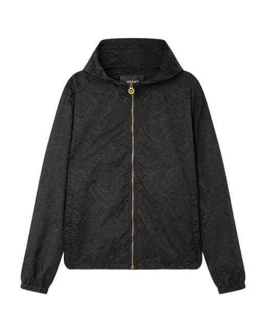 Versace Black Baroque Jacquard Windbreaker for men