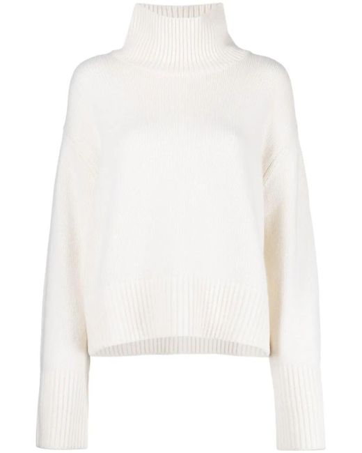 Lisa Yang White "fleur" Turtleneck Sweater Clothing