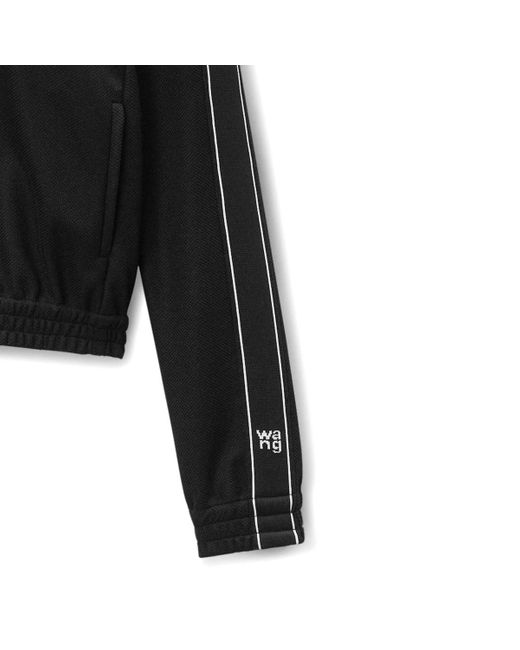 Alexander Wang Black Cropped Track Jacket W/Logo Webbing