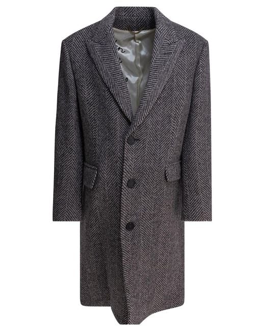 Golden Goose Deluxe Brand Gray Single Breasted Herringbone Coat for men
