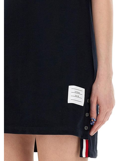 Thom Browne Black Cotton Pique Polo Shirt Dress