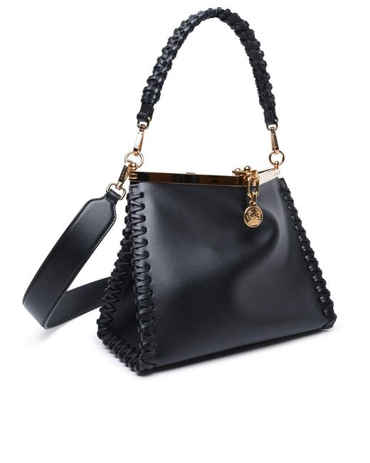 Etro Medium Vela Black Leather Bag