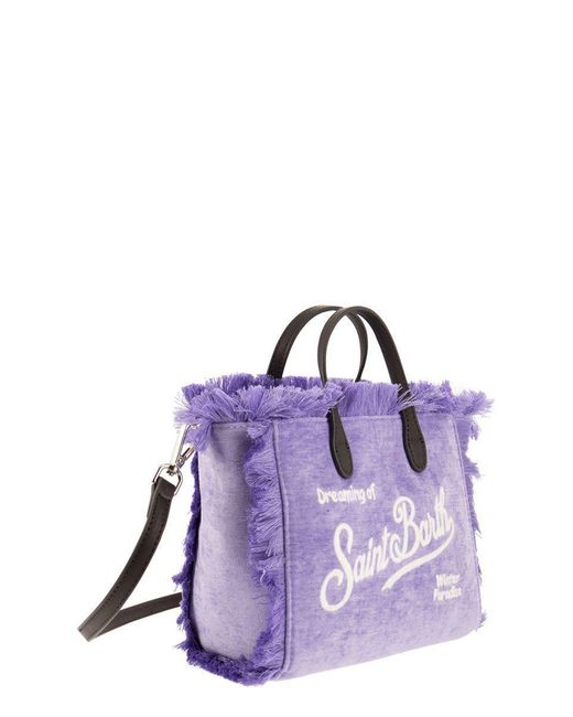 Mc2 Saint Barth Purple Mini Vanity Bag With Velvet Fringes