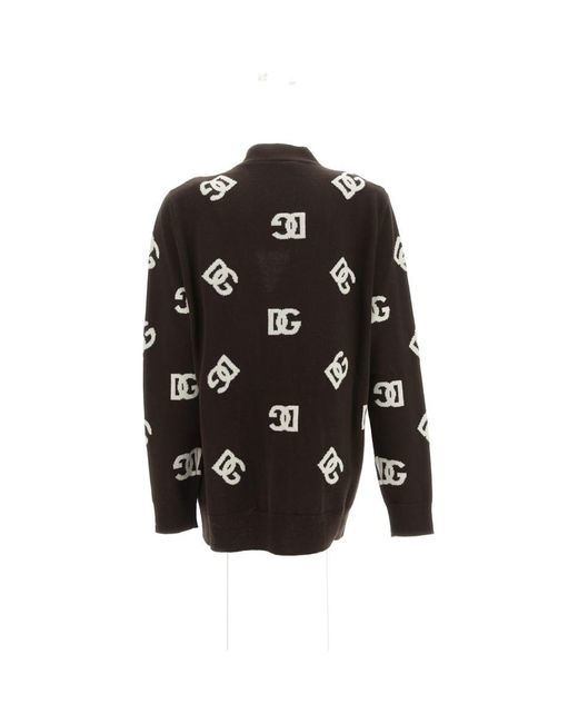 Dolce & Gabbana Black Monogram Wool Cardigan