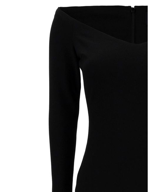 Solace London Black 'Tara' Maxi Dress With Off-Shoulder Neck