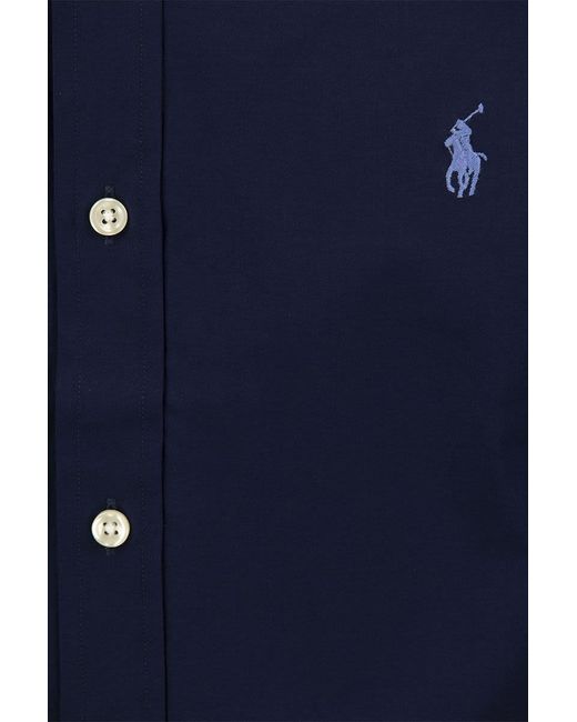 Polo Ralph Lauren Blue Stretch Poplin Shirt for men