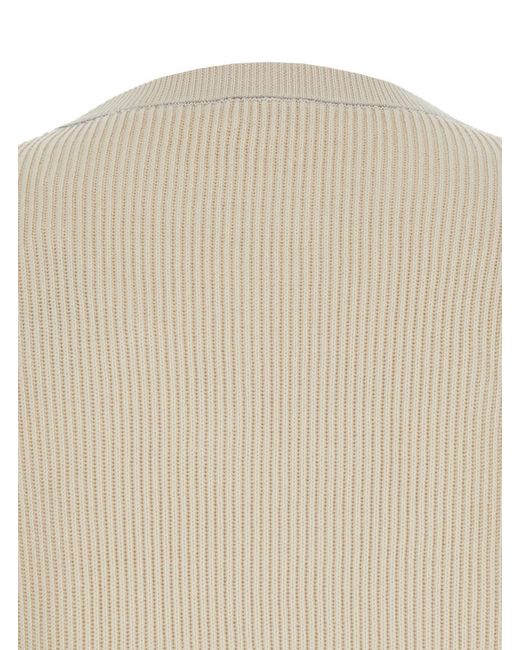 Brunello Cucinelli Natural Crewneck Sweater With Dropped Shoulders