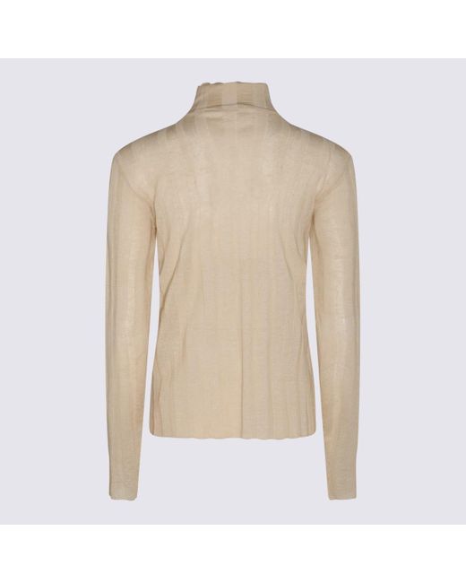The Row Natural Antique Cream Linen And Silk Blend Sweater