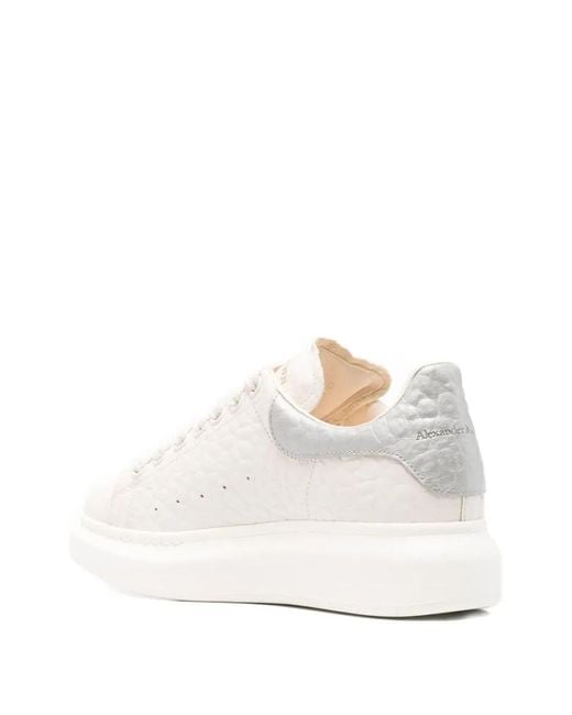 Alexander McQueen White Oversized Sneakers With Textured Heel Tab Shoes