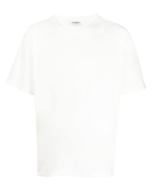 Saint Laurent White Crew Neck Cotton T-shirt for men