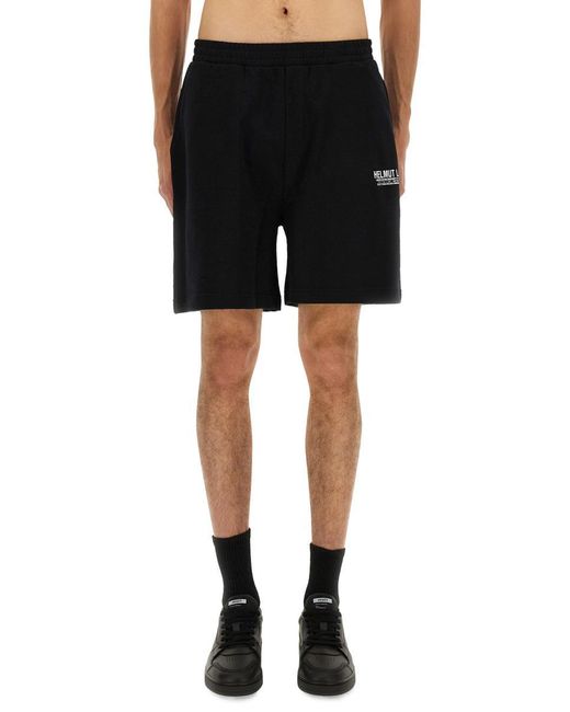 Helmut Lang Black Shorts With Logo Detail for men