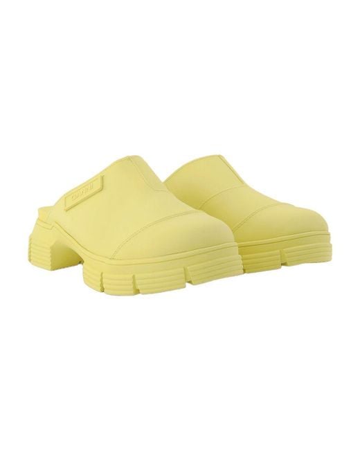 【関税込み】Yellow Recycled Rubber Retro Mules Ganni Recycled Rubber Retro Mules in Yellow | Lyst UK