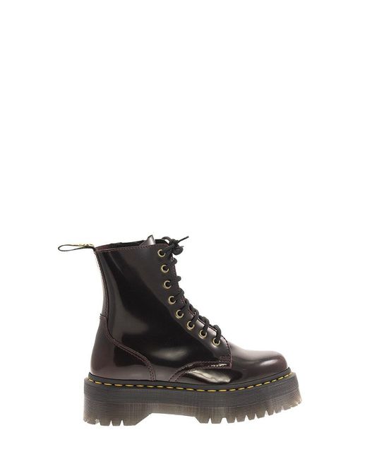 Dr. Martens Black Jadon Arcadia Leather Platform Boots Cherry Red