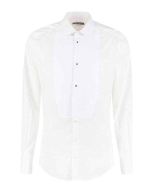 Dolce & Gabbana White Poplin Tuxedo Shirt for men