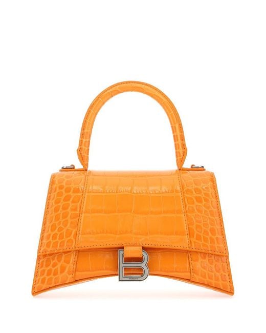 Balenciaga Orange Hourglass Small Top Handle Bag