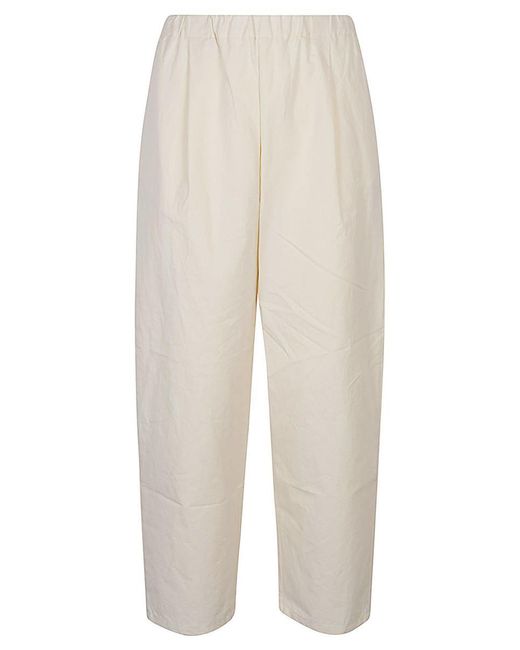 Apuntob White Regular Fit Cotton Trousers