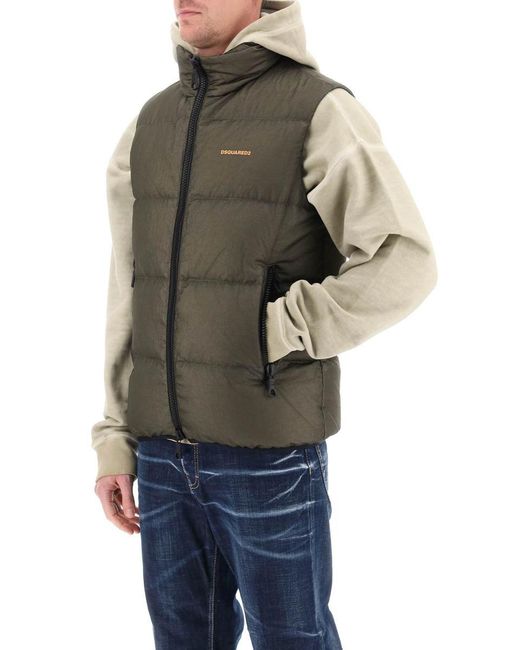 DSquared² Brown Ripstop Puffer Vest for men