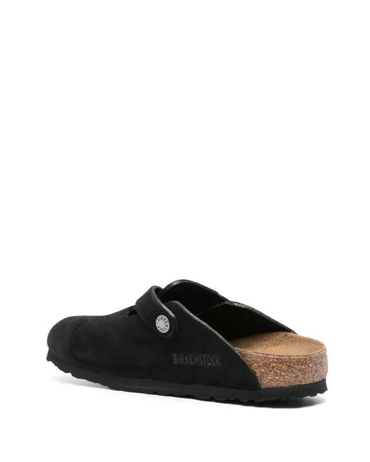 Birkenstock Black Boston Suede Mule Shoes