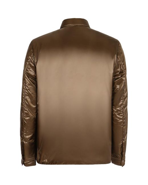 Herno Brown Tech Fabric Padded Jacket With Side Slits for men
