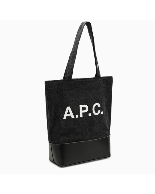 A.P.C. Black Medium Axel Cotton Tote Bag With Logo for men