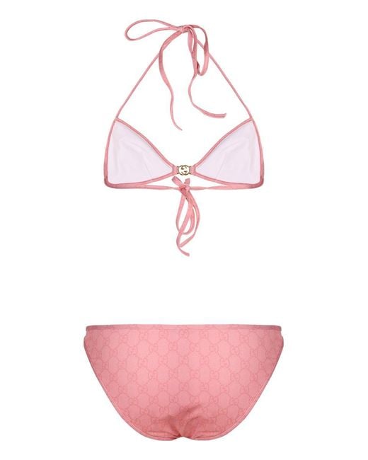 Gucci Pink Gg Printed Bikini Hipster