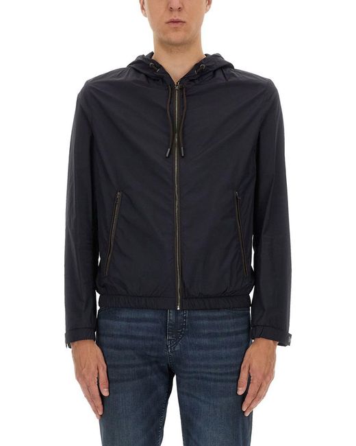 Boss Blue "L-Calfo1" Jacket With Hood And Zipper for men