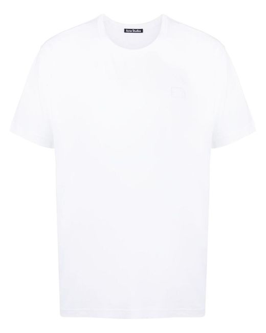 Acne White Logo-appliqué Cotton T-shirt