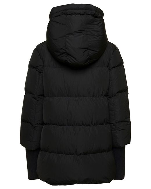 Tatras 'azara' Black Hooded Down Jacket With Logo Detail In Nylon Woman