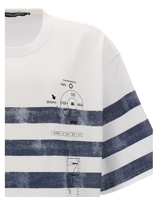Dolce & Gabbana White Marina Print T-shirt for men