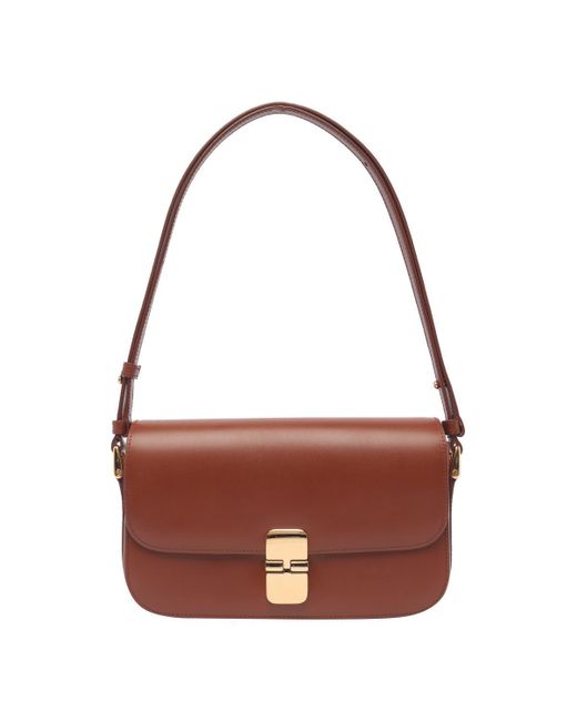 A.P.C. Brown 'Sac Grace Baguette' Shoulder Bag With Buckle Fastening