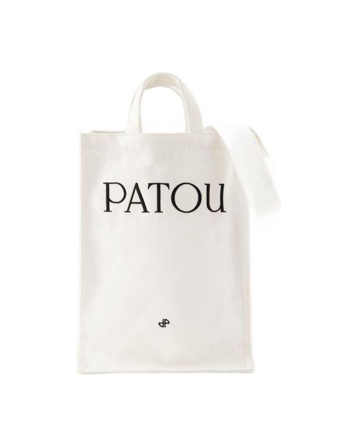 Patou White Vertical Shopper Bag