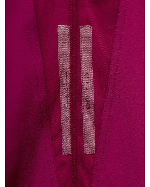 Rick Owens Purple 'Babel' Fuchsia Kaftan With Plunging Neckline And Mesh Panelling