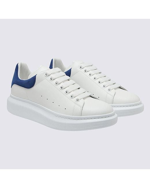 Alexander McQueen White And Blue Leather Oversized Sneakers for Men | Lyst