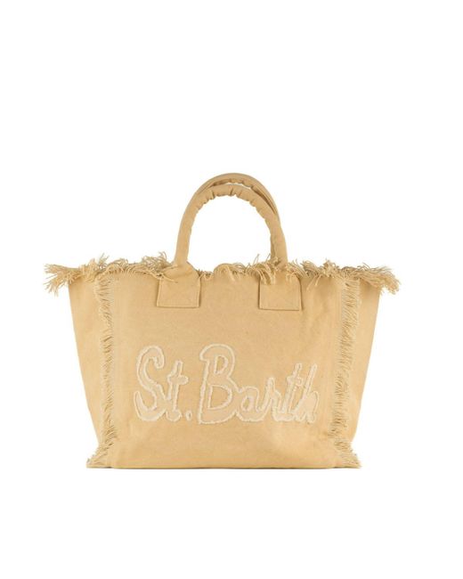 Mc2 Saint Barth Metallic Canvas Shoulder Bag With St.Barth Patch