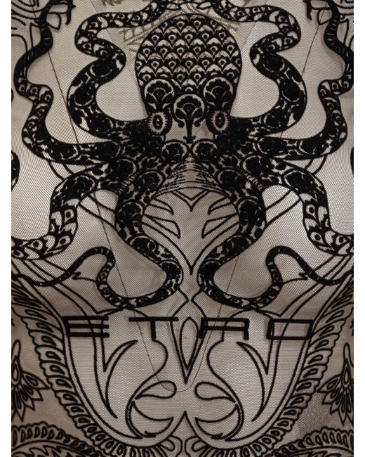 Etro Black T-Shirt With Octopus Pattern