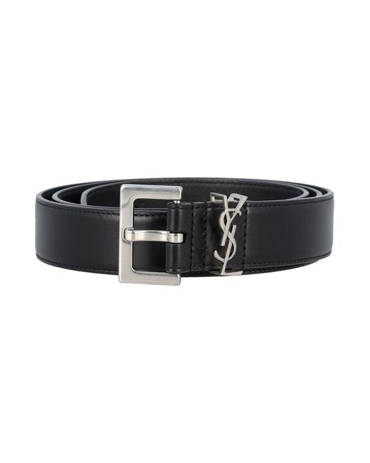 Yves Saint Laurent Black Leather Logo Buckle Belt 105CM Yves Saint Laurent