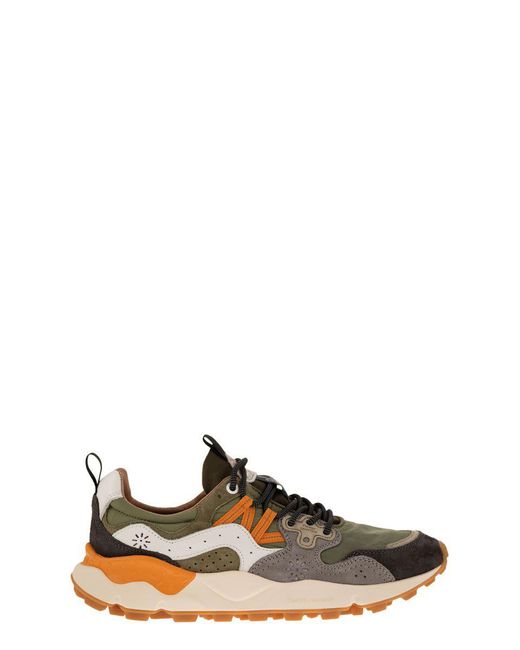 Flower Mountain Brown Yamano 3 - Sneakers In Suede And Technical Fabric