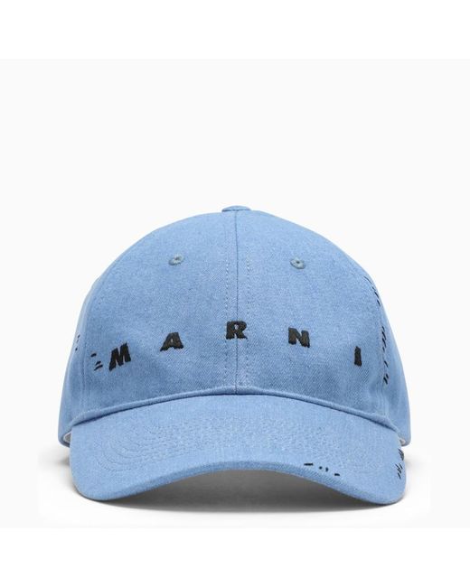 Marni Blue Light Baseball Cap With Logo for men
