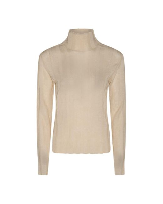 The Row Natural Antique Cream Linen And Silk Blend Sweater