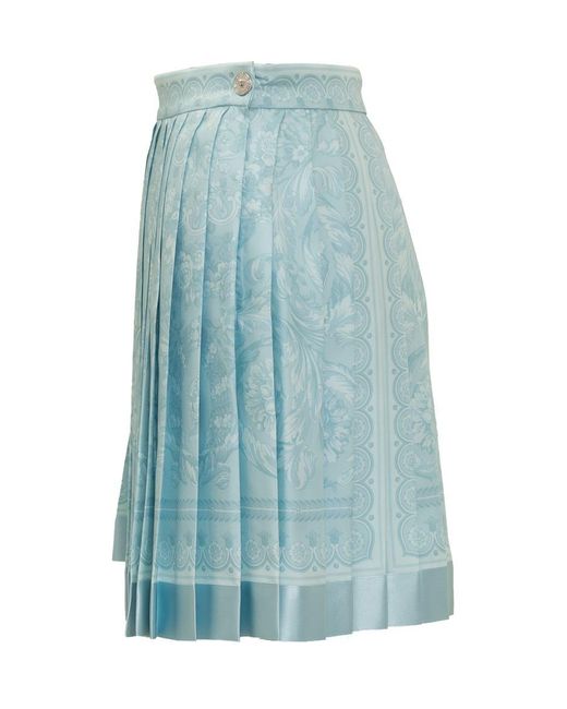 Versace Blue Silk Twill Skirt