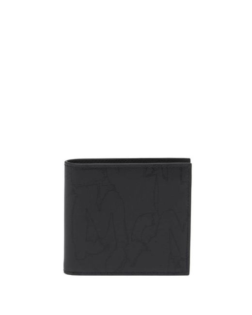Alexander McQueen Black Abstract Print Wallet for men