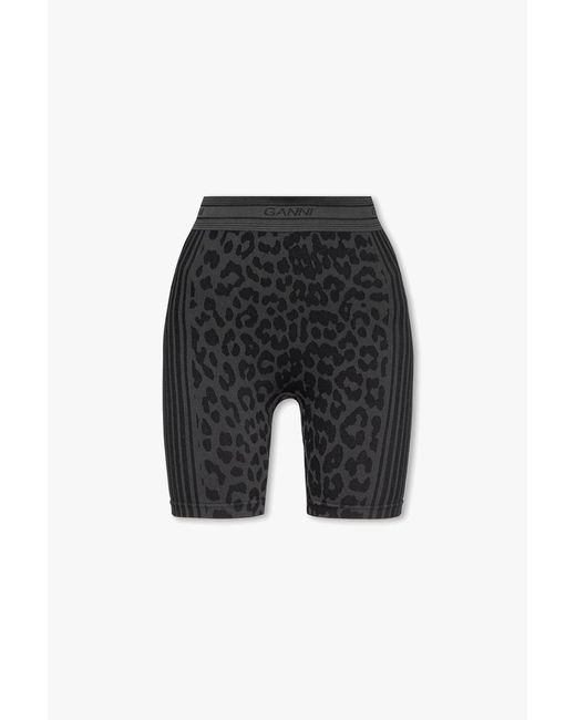 Ganni Black Seamless Jacquard Shorts