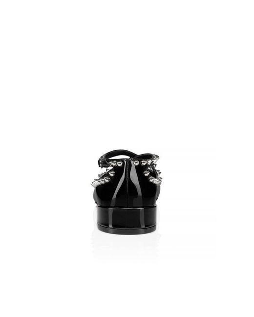 Christian Louboutin Black Pilouta Jane Spikes Patent Flat